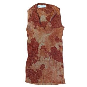 Dolce and Gabbana Y2K Sparkly Orange Camo Tank Size S